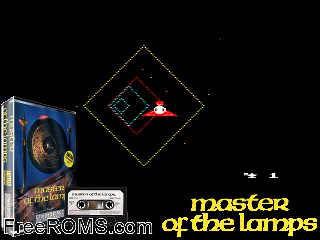 Master of the Lamps (UK) (1985) [a1] Amstrad CPC game showing 3D box cover and gameplay screenshot